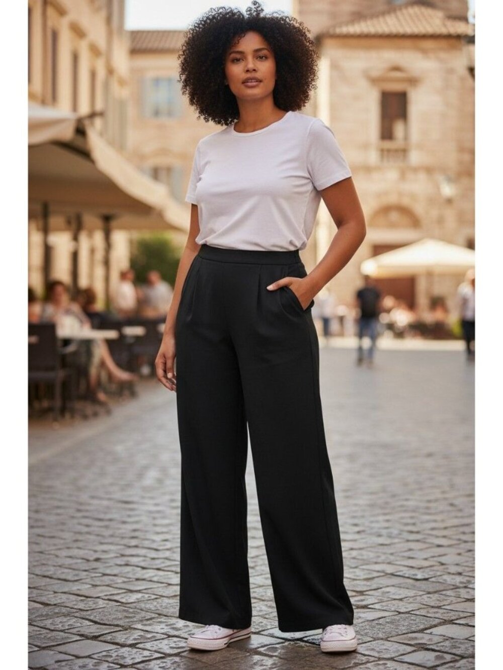 Tahari Black Wide-Leg High-Waist Pants Minimalist Accessible Luxury Officecore